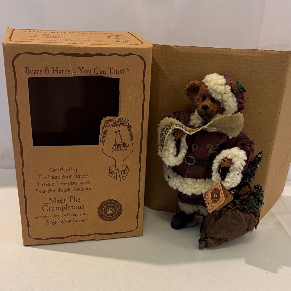Boyds Bears Festive Santa with Burgundy Coat
